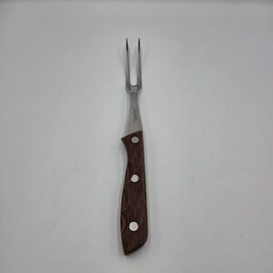 Vintage Viking Meat Fork 440-A Wood Handle Super Stainless 457 Japan 11.5"